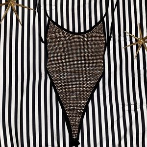 Akira rose gold studded body suit size Medium